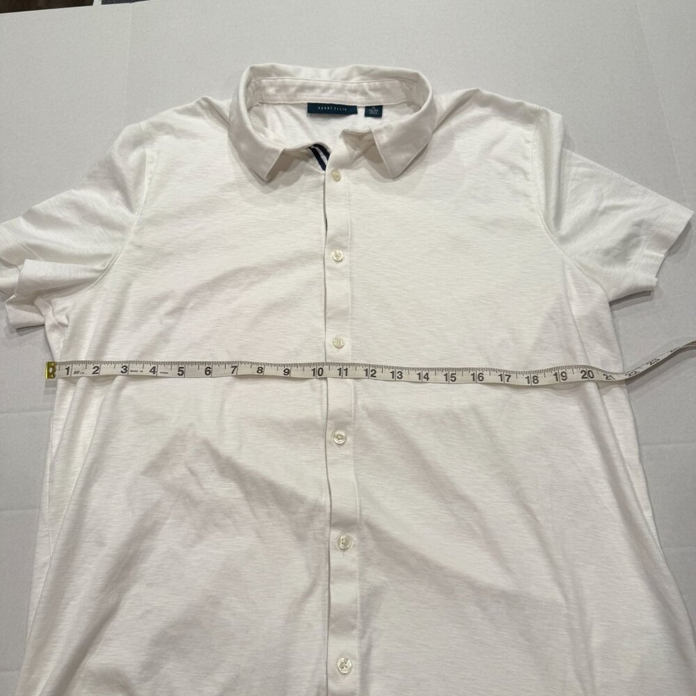 Perry Ellis Men’s 100% Cotton Short Sleeve Button-Up Shirt White‎ Size XL